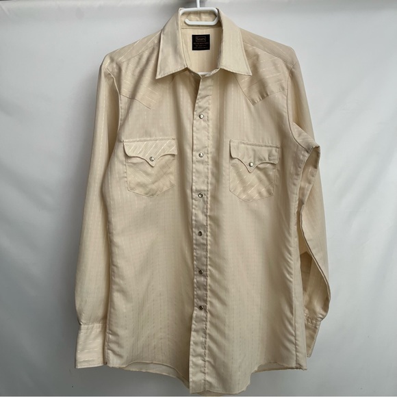 Sears Mens store 1960s - vintage classic Western Pearl snaps size L - Long tails - Picture 1 of 7